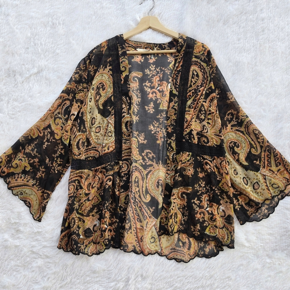 Soft Surroundings Plus Size Sheer Paisley‎ Lace Kimono